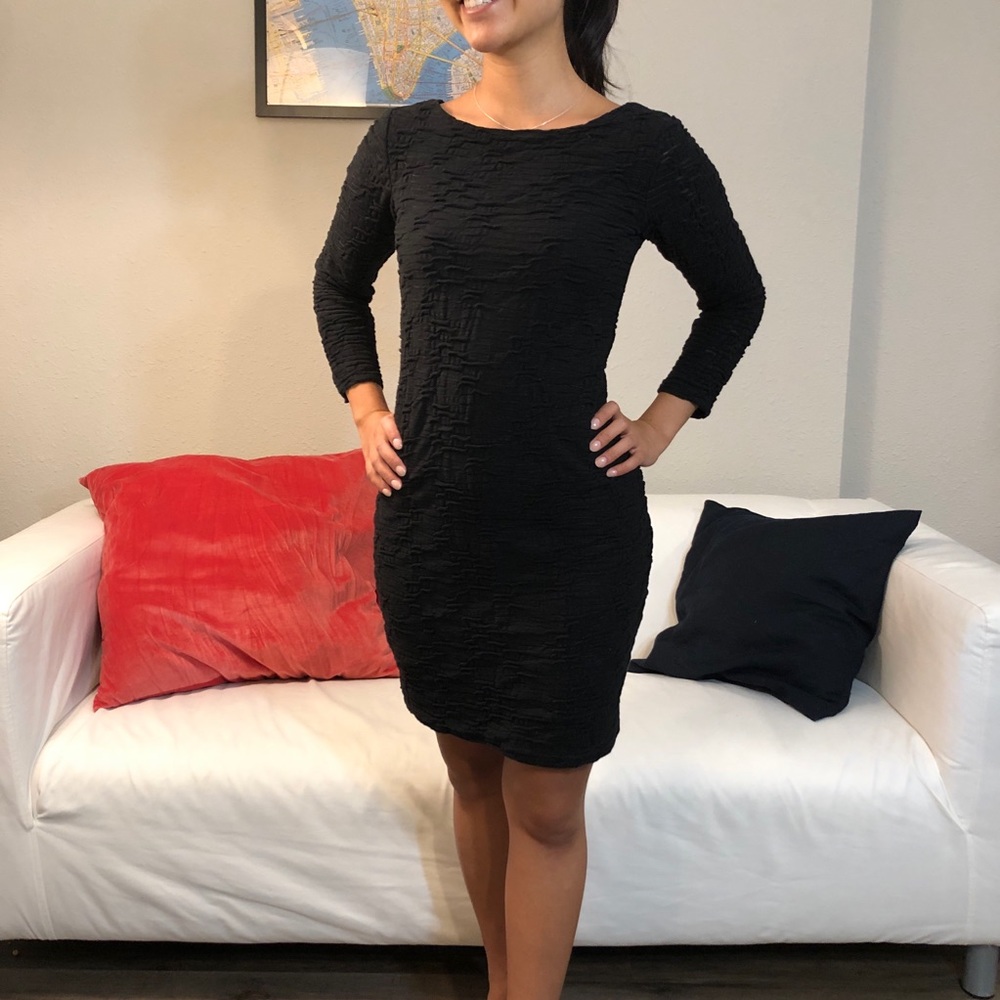 Armani Exchange: Black Textured Dress